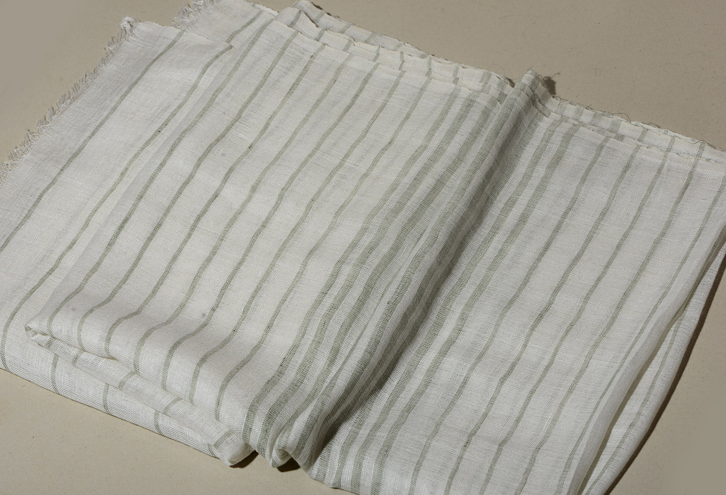 Linen Classic Stripes Ladies Stole | Sage Green