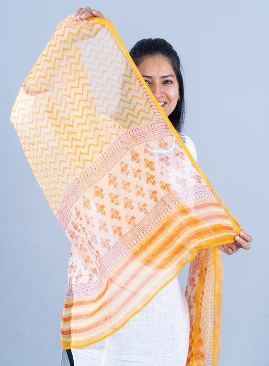 OMVAI Chevron Buti Chiffon Dupatta