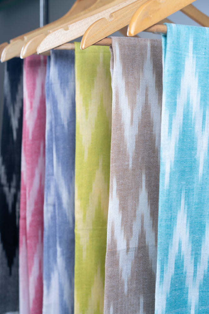 OMVAI Ocean Blue IKAT Dupatta with Tassels