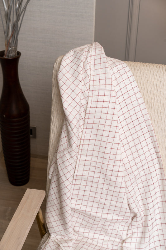 OMVAI Vintage Super Soft Red Checks Cotton Woven Throw Blanket / Comforter