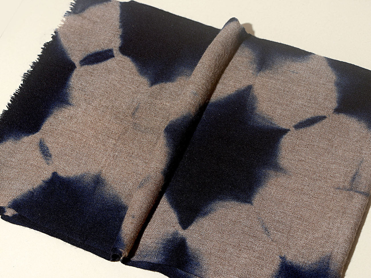 Tie and Dye Starlight Super Soft Woolen Muffler - Natural with Prussian Blue