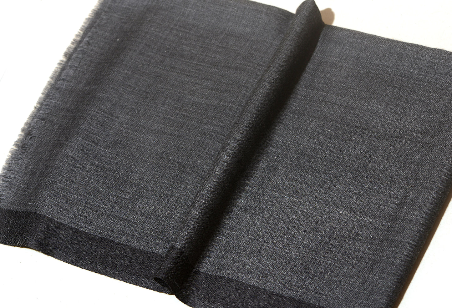 Striped Border Pashmina - Charcoal with Black border