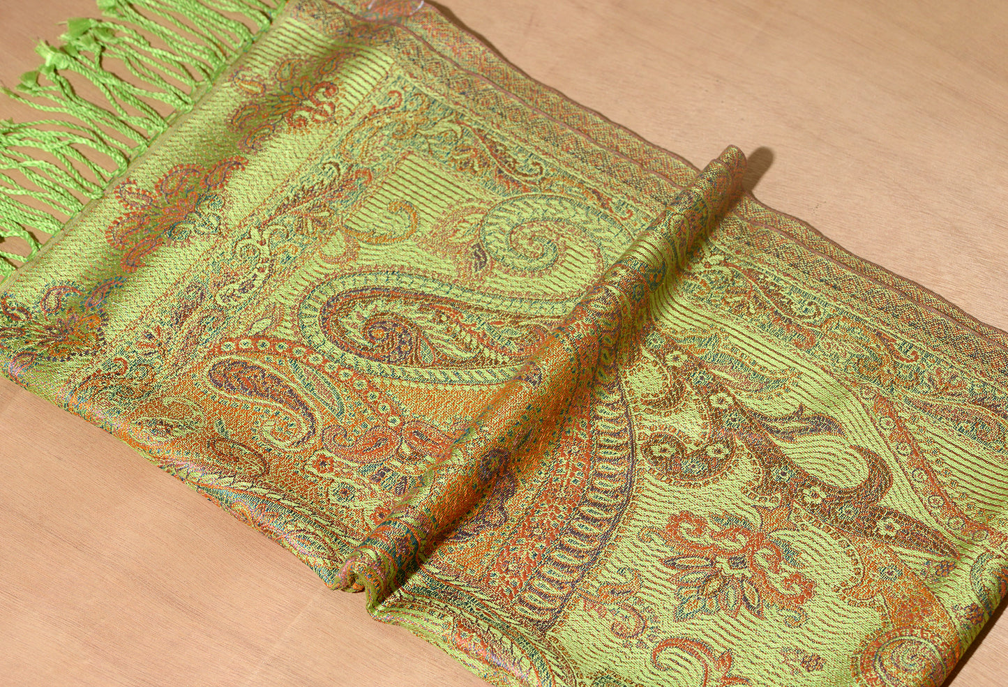 OMVAI Victorian Paisley Premium Woven Silk Stole - Warm Yellow