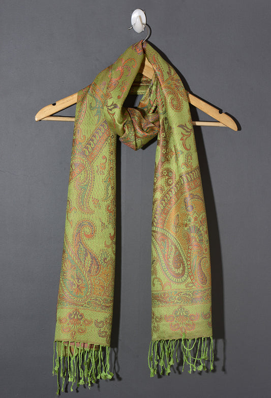 OMVAI Victorian Paisley Premium Woven Silk Stole -  Warm Yellow