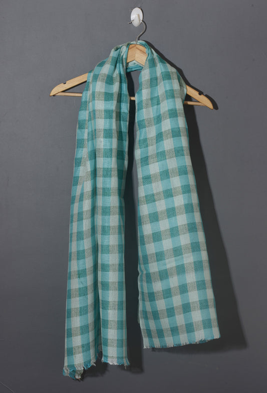 Linen Classic Gingham Checks - Turquoise Blue