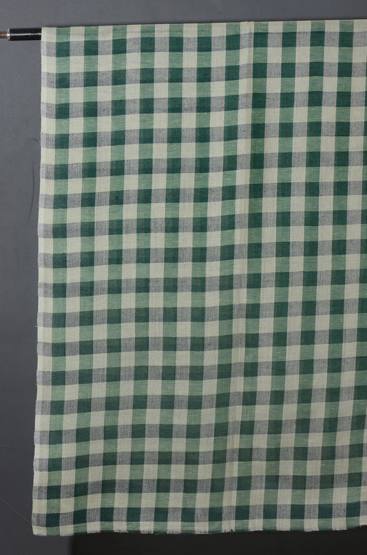 Linen Classic Gingham Checks - Green with Butter cup yellow