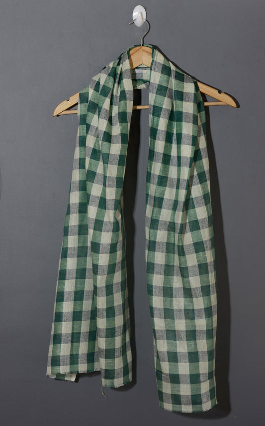 Linen Classic Gingham Checks - Green with Butter cup yellow