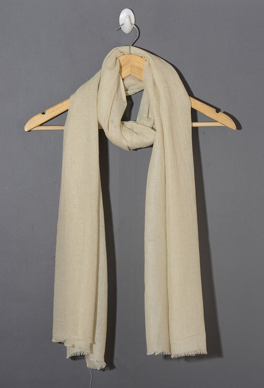 Ivory Solid Viscose Linen Stole