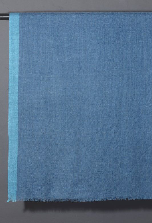Striped Border Pashmina  -  Blue with sky border