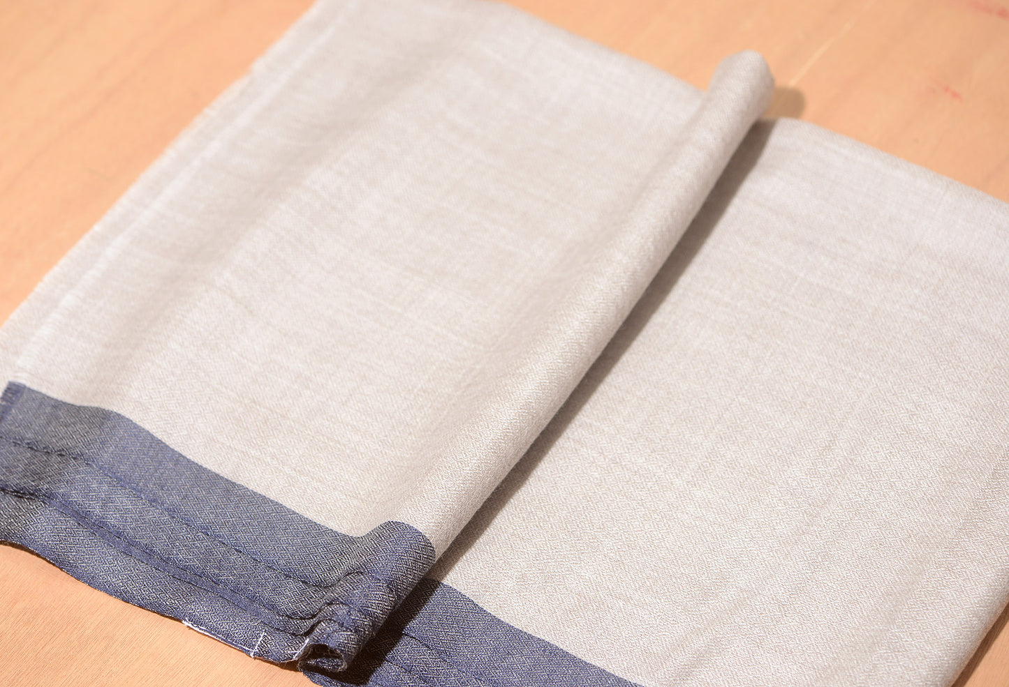 Navy Striped Border Pashmina Stole