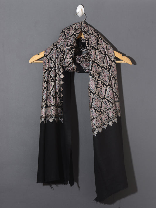 Rooh Exquisite Embroidered Stole - Midnight Black