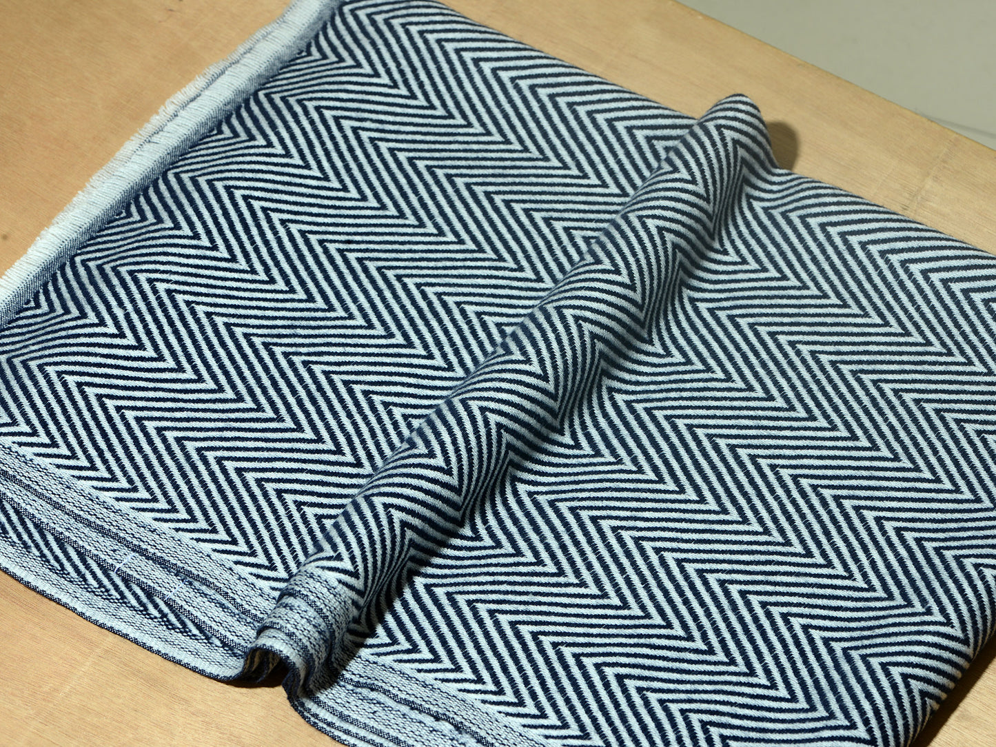 OMVAI Chevron Zig Zag Patterned Acrylic Stole- Premium Winter Wrap | Blue Navy