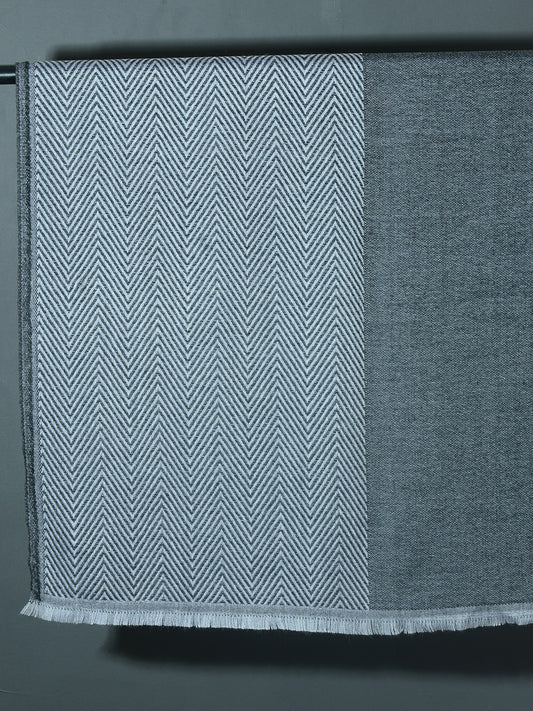 OMVAI Chevron Zig Zag Patterned Acrylic Stole- Premium Winter Wrap | Shades of Gray