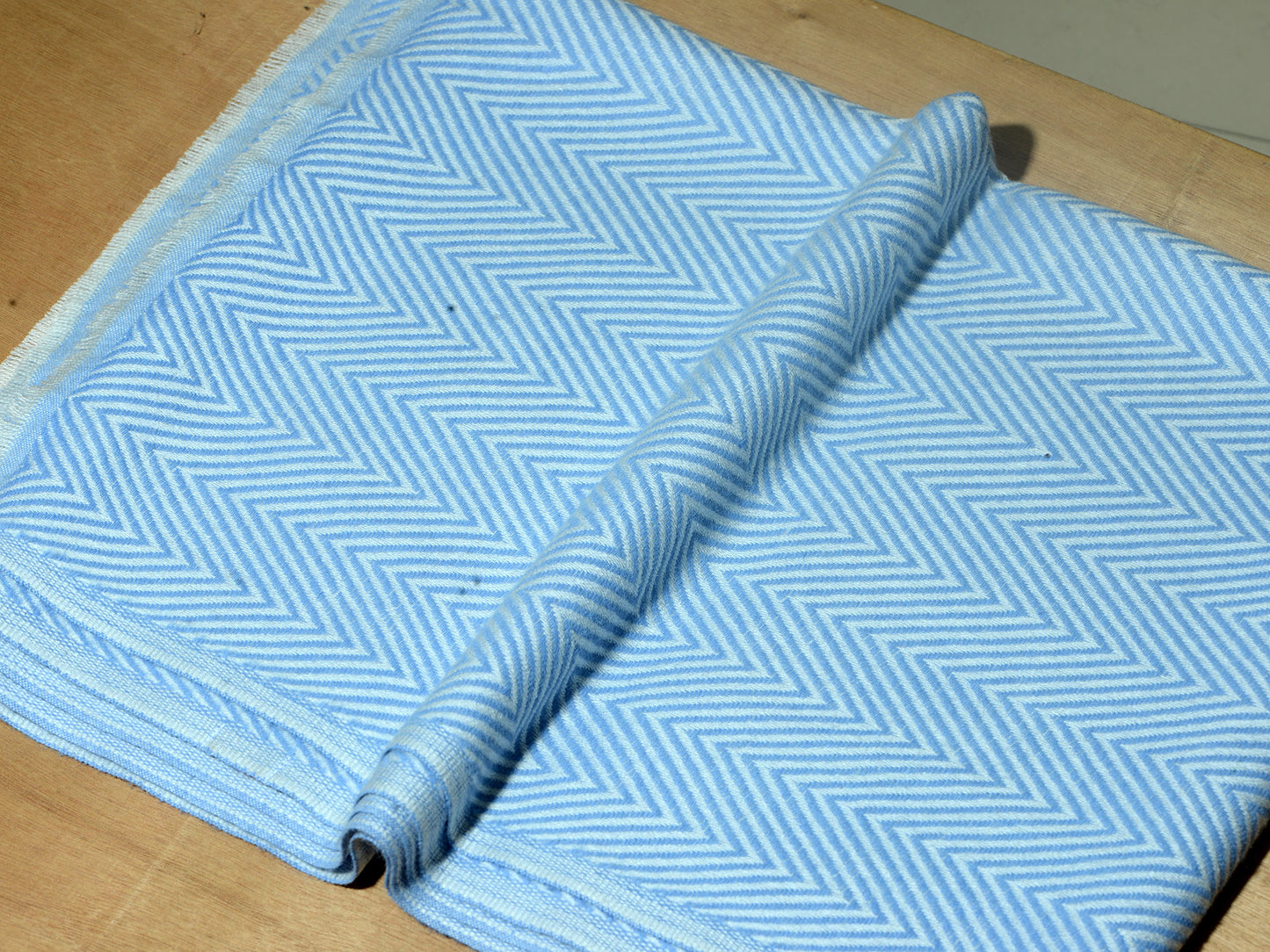 OMVAI Chevron Zig Zag Patterned Acrylic Stole- Premium Winter Wrap | Ocean Blue