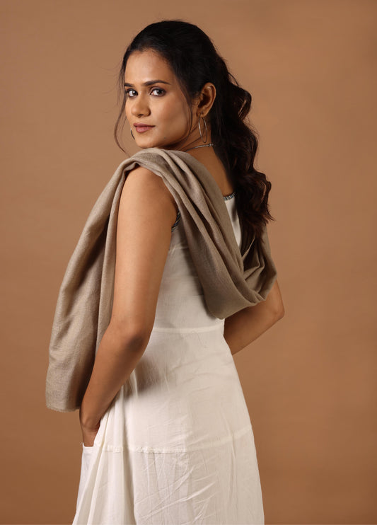 SAND SHELL Solid Pashmina