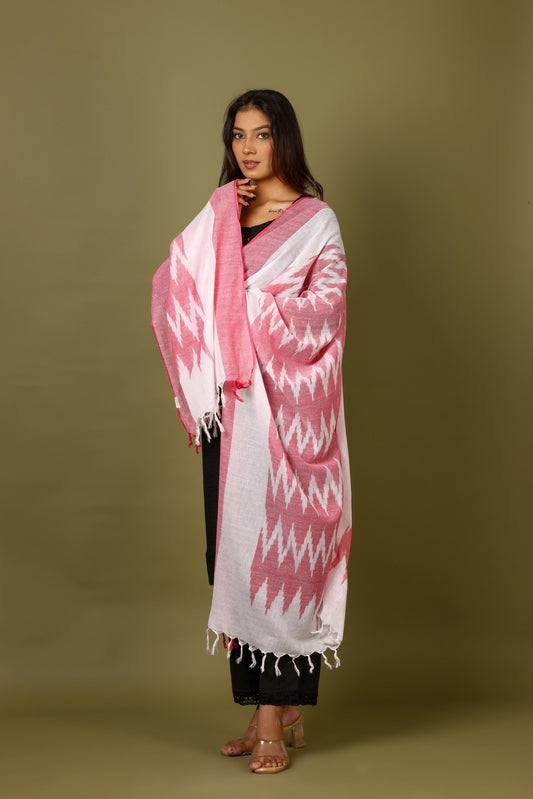 OMVAI The IKAT Dupatta with Tassels  - Vermillion Red