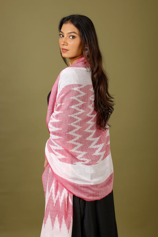 OMVAI The IKAT Dupatta with Tassels  - Vermillion Red