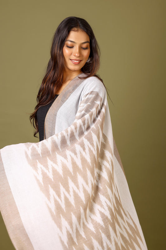 OMVAI The IKAT Dupatta with Tassels  - Caramel Brown