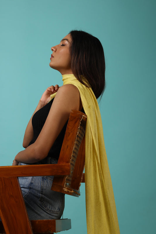 Butter Cup Yellow Solid Viscose Linen Stole