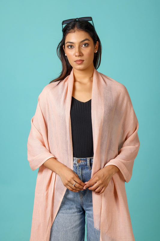 Blush Pink Solid Viscose Linen Stole