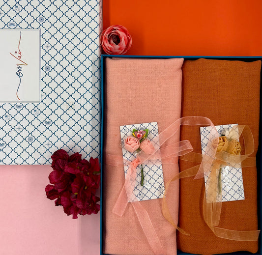 OMVAI Solid Pashmina Combo Gift Set in Pure Cashmere wool (Set of 2 - For HIM and for HER)