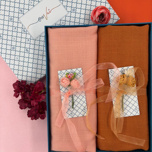 OMVAI Solid Pashmina Combo Gift Set in Pure Cashmere wool (Set of 2 - For HIM and for HER)