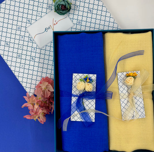 OMVAI Solid Pashmina Combo Gift Set in Pure Cashmere wool (Set of 2 - For HIM and for HER)