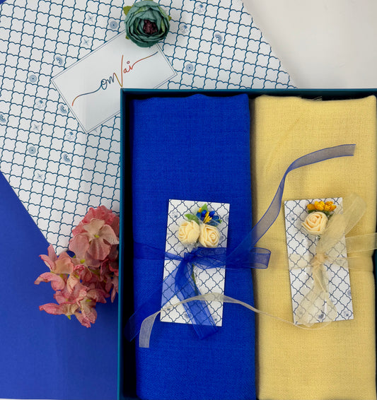 OMVAI Solid Pashmina Combo Gift Set in Pure Cashmere wool (Set of 2 - For HIM and for HER)