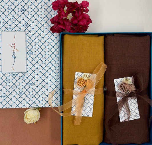 OMVAI Solid Pashmina Combo Gift Set in Pure Cashmere wool (Set of 2 - For HIM and for HER)