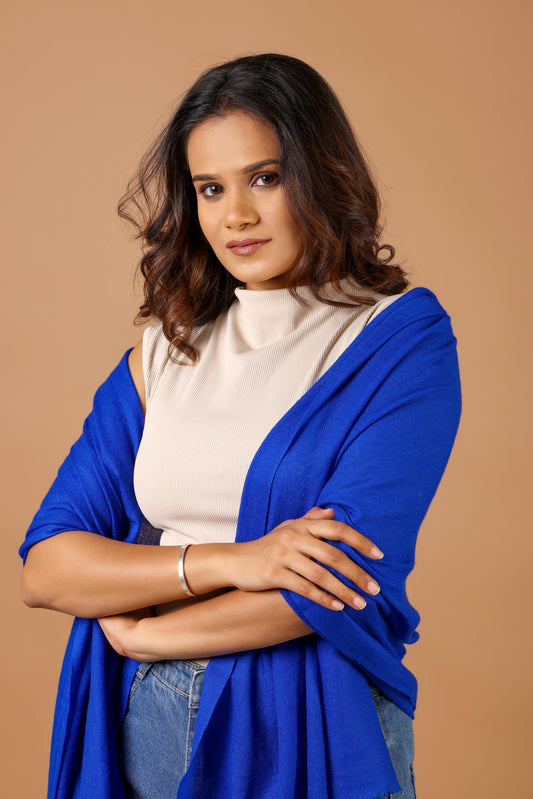 LAPIS BLUE Solid Pashmina