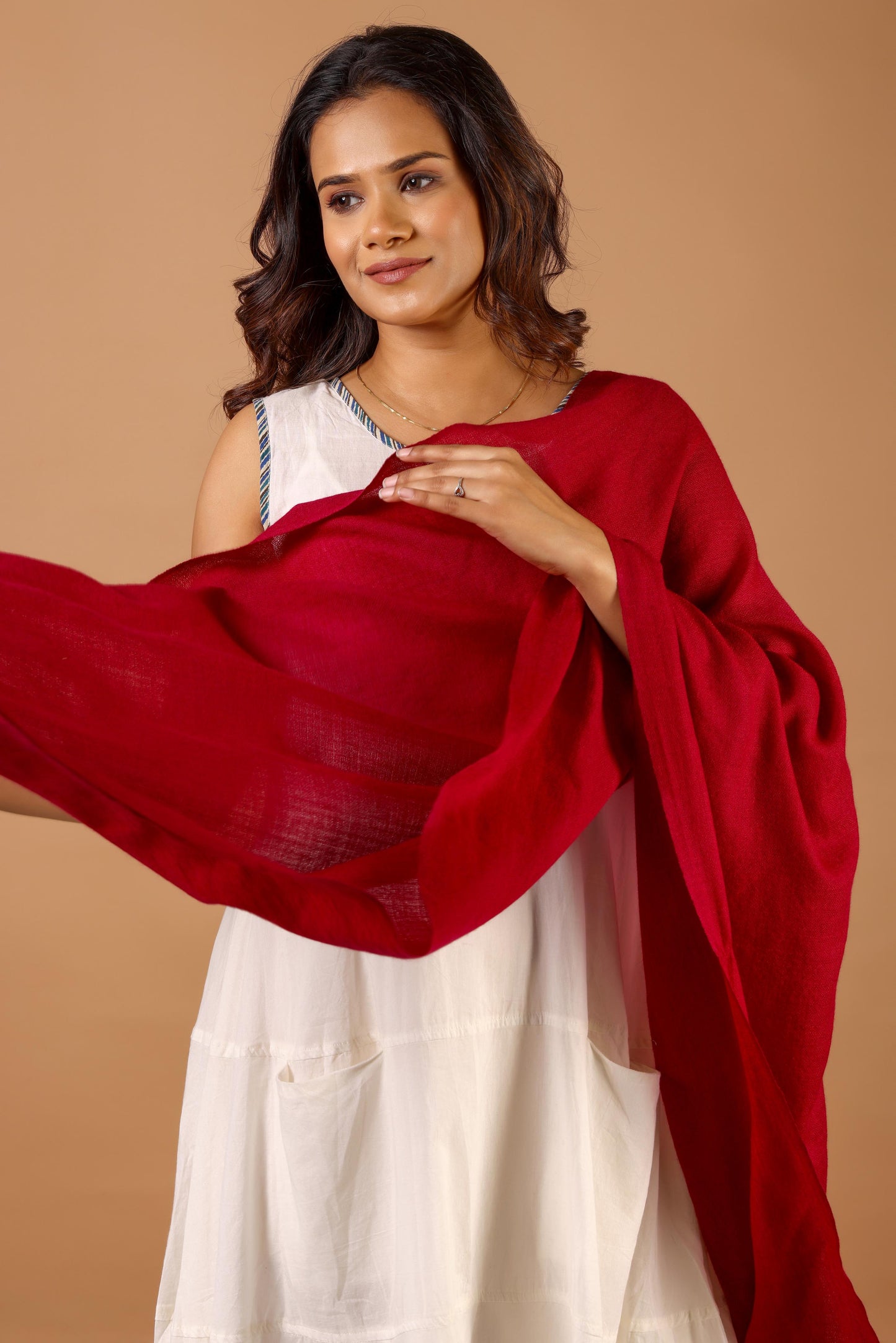 RED Solid Pashmina