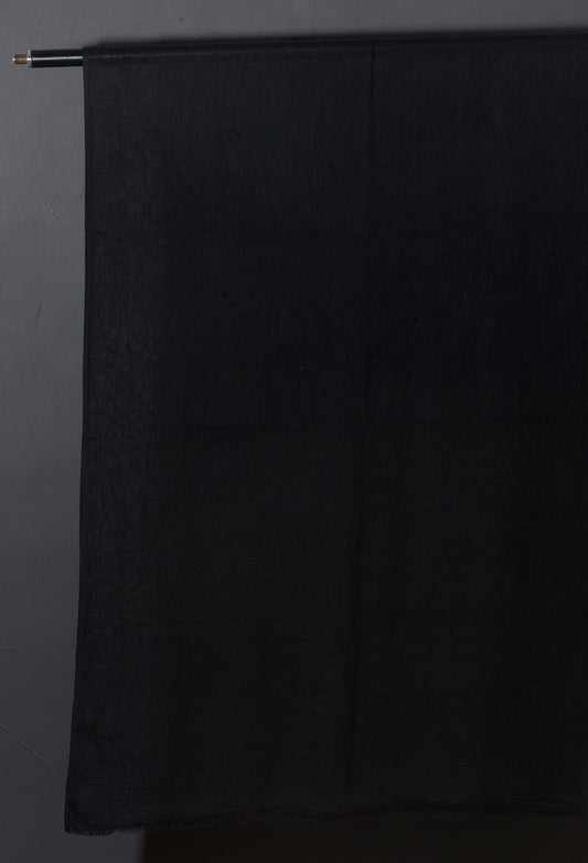 Midnight Black Solid Viscose Linen Stole