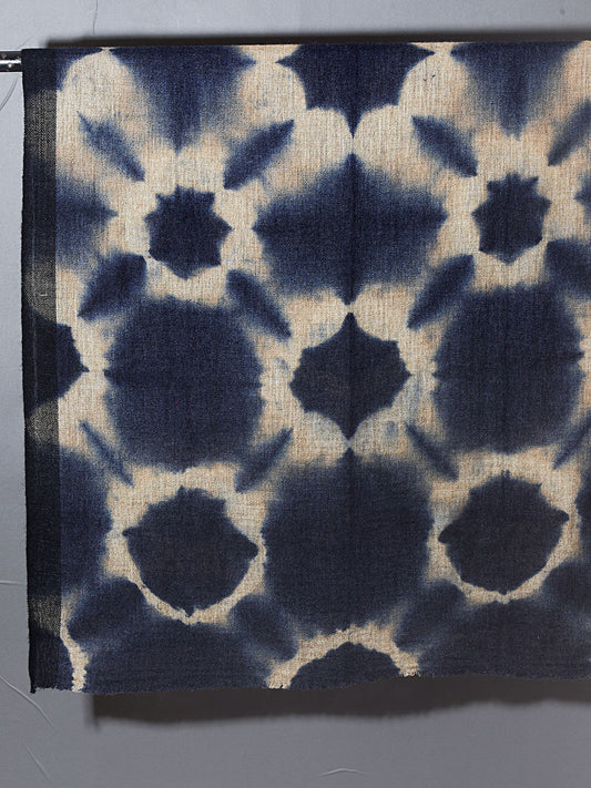 Tie and Dye Super Soft Woolen Muffler Man/Women | Natural with Indigo Blue