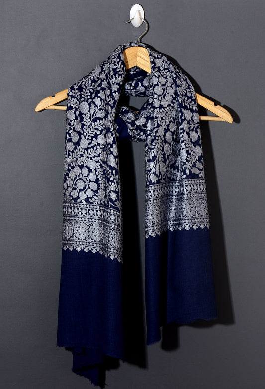 Nazaakat Exquisite Embroidered Stole - Royal Blue