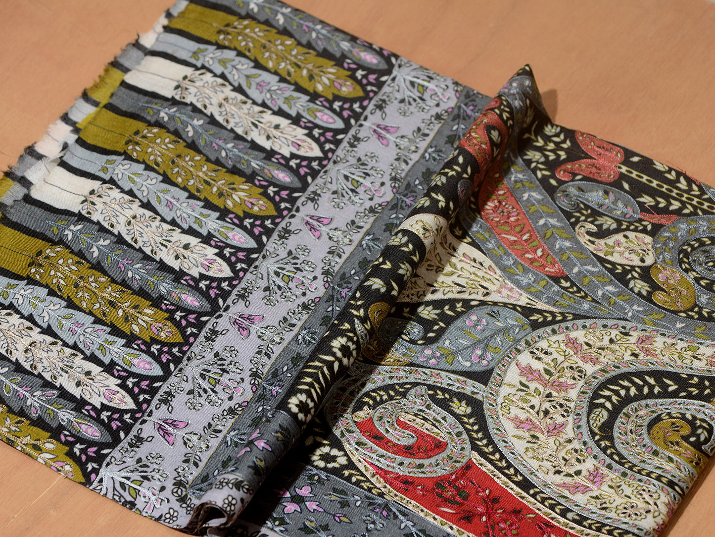 OMVAI Kalamkari Kani with Embroidery - Black Beauty