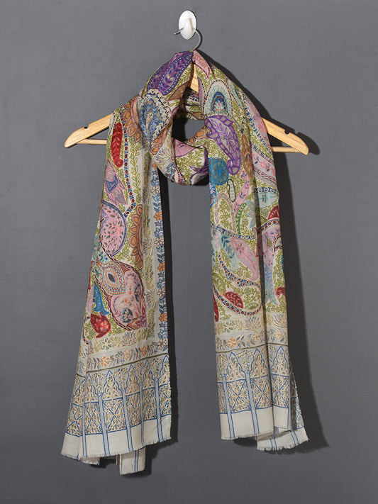 OMVAI Kalamkari Kani with Embroidery - Bright Aura