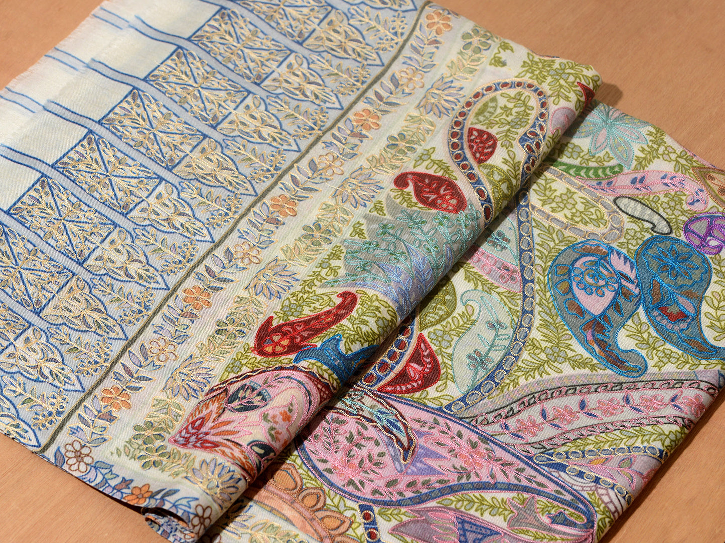 OMVAI Kalamkari Kani with Embroidery - Bright Aura