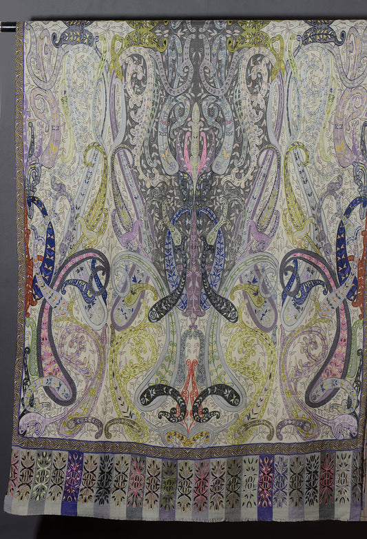 OMVAI Kalamkari Kani with Embroidery - Purple Charm