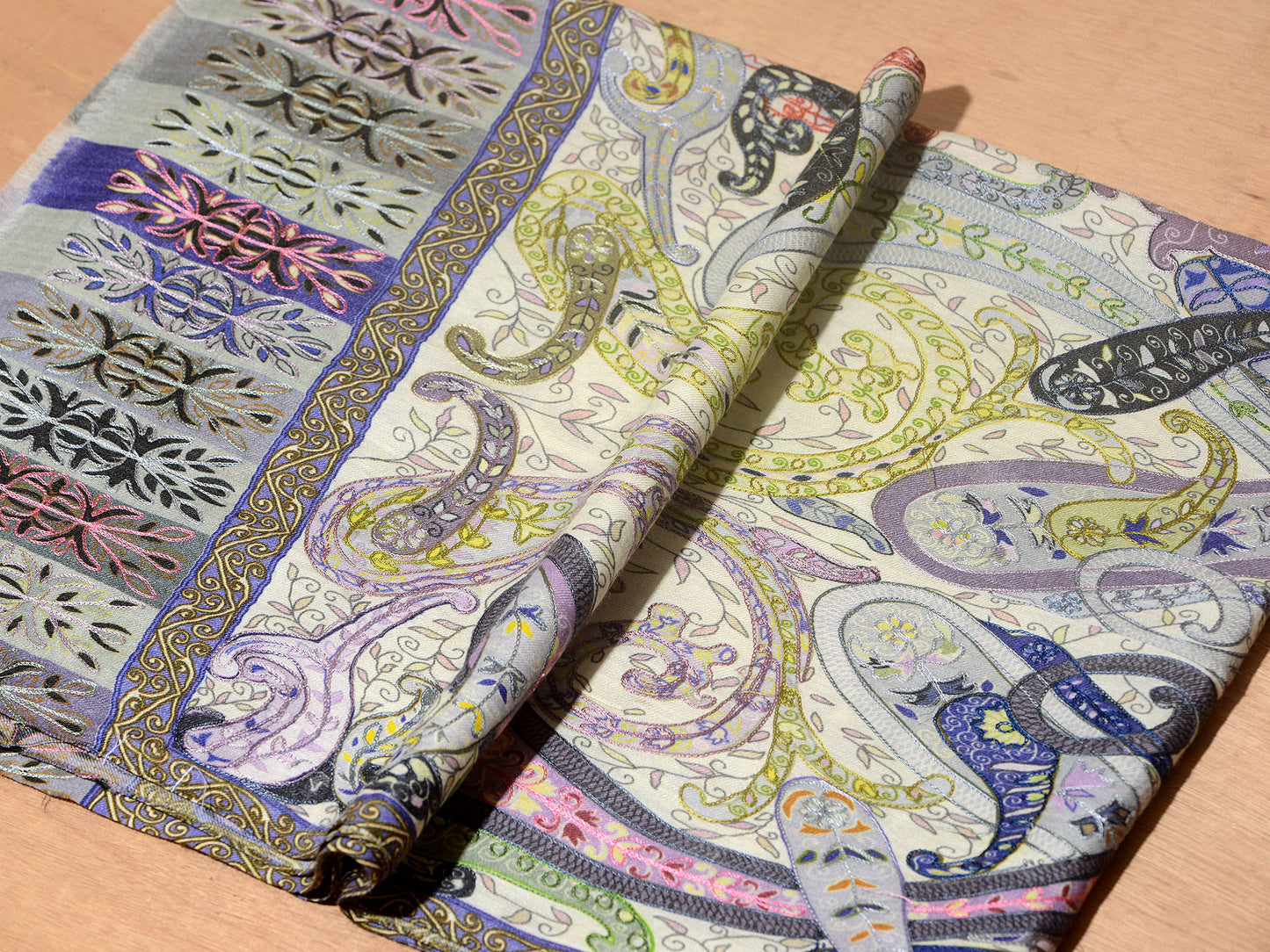 OMVAI Kalamkari Kani with Embroidery - Purple Charm