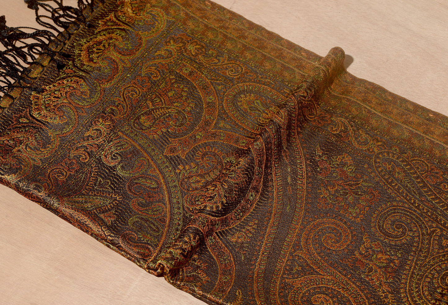 OMVAI Victorian Paisley Premium Woven Silk Stole - Chocolate Love
