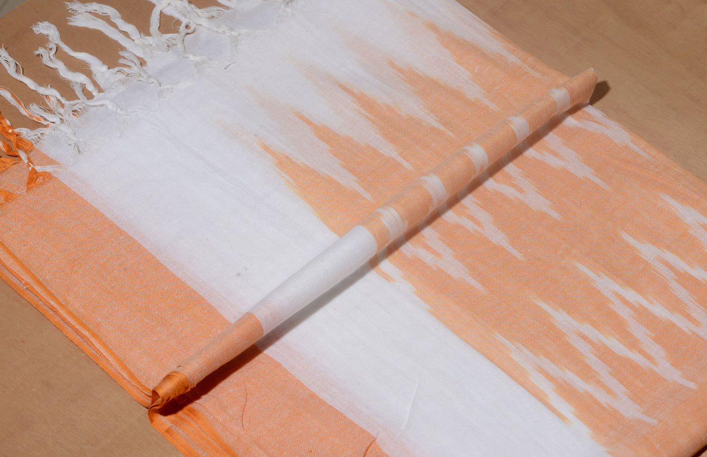 OMVAI The IKAT Dupatta with Tassels - Pastel Apricot