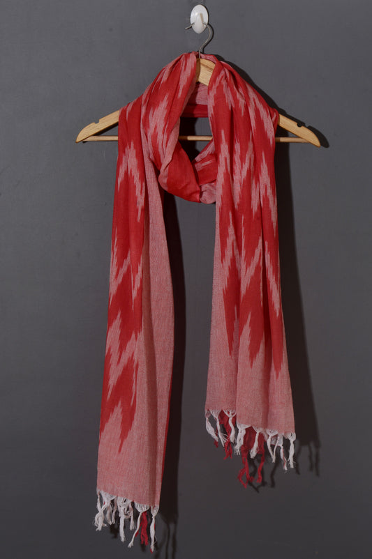 OMVAI The IKAT Dupatta with Tassels - Ruby Red