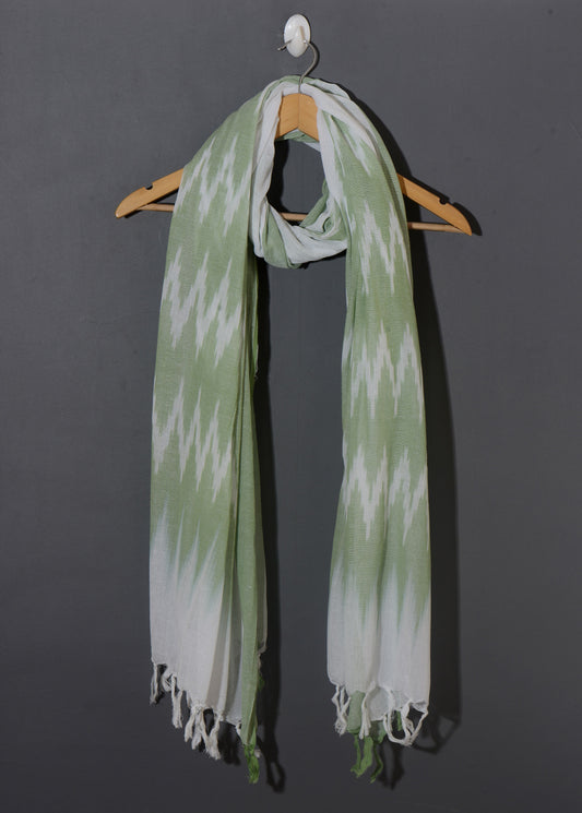 OMVAI The IKAT Dupatta with Tassels  -  Sage Green