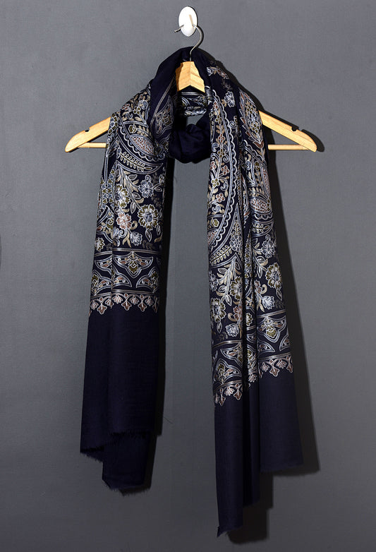 Shahi Exquisite Embroidered Stole - Imperial Blue