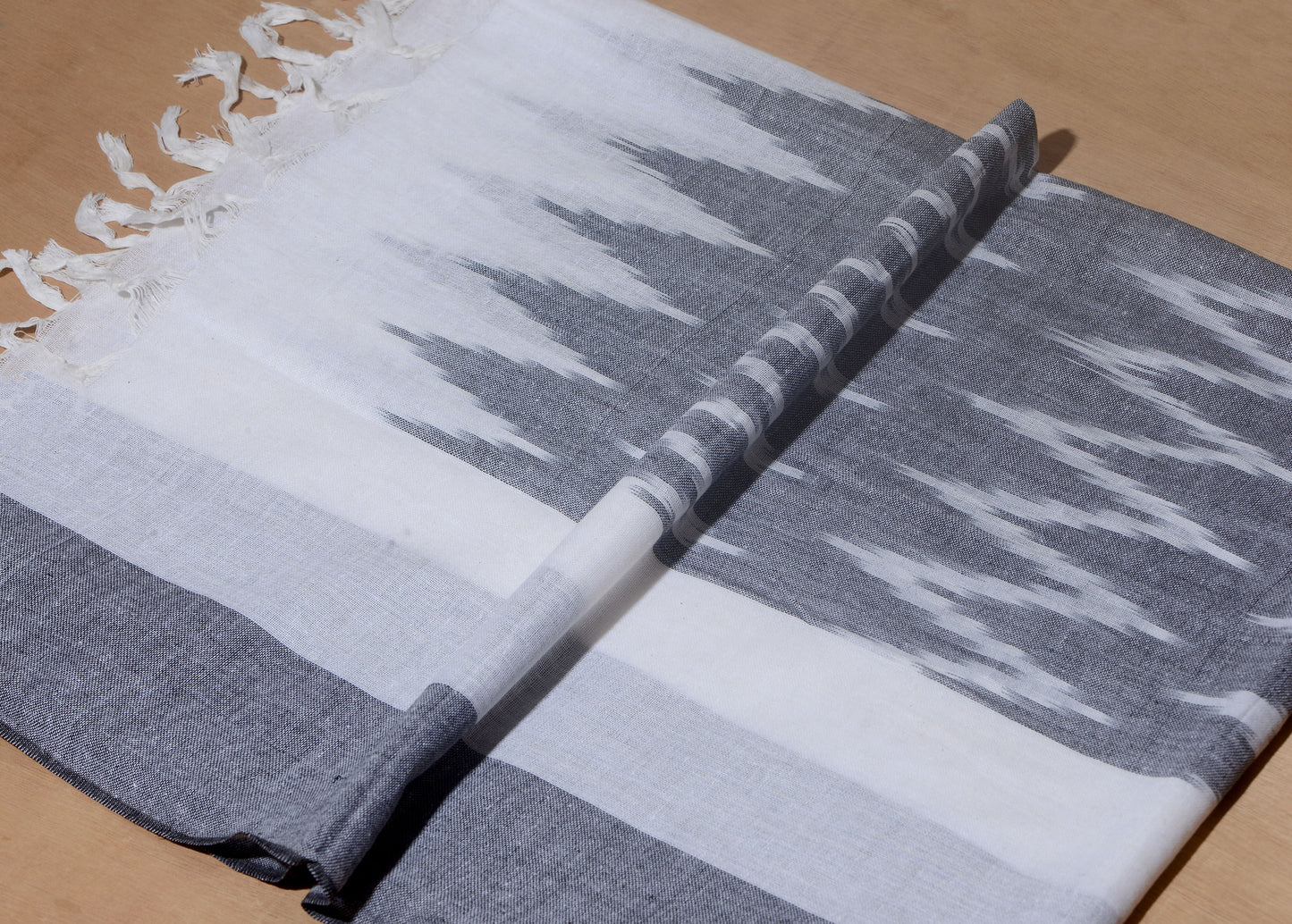 OMVAI The IKAT Dupatta with Tassels - Steel Grey