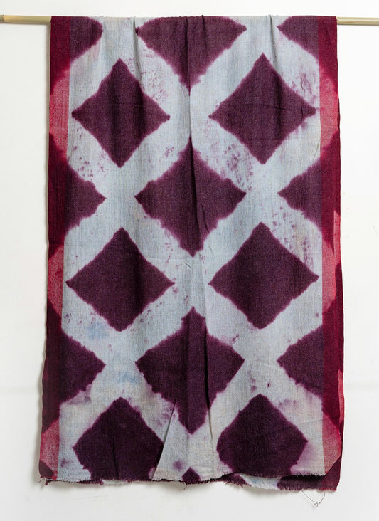 Tie and Dye Rhombus Box Pattern Super Soft Woolen Muffler For Man | Purple Burgundy