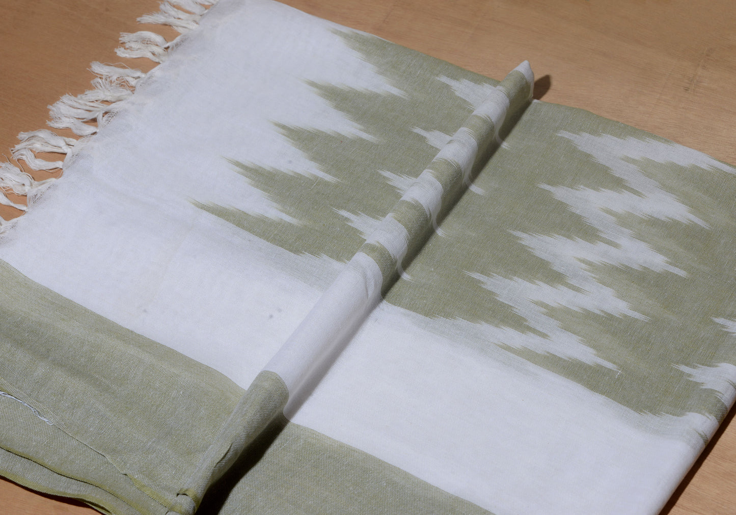 OMVAI The IKAT Dupatta with Tassels - Urban Green