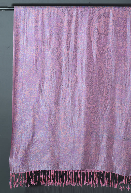 OMVAI Victorian Paisley Pattern Micro Art Silk Stole - Viola Purple Pink