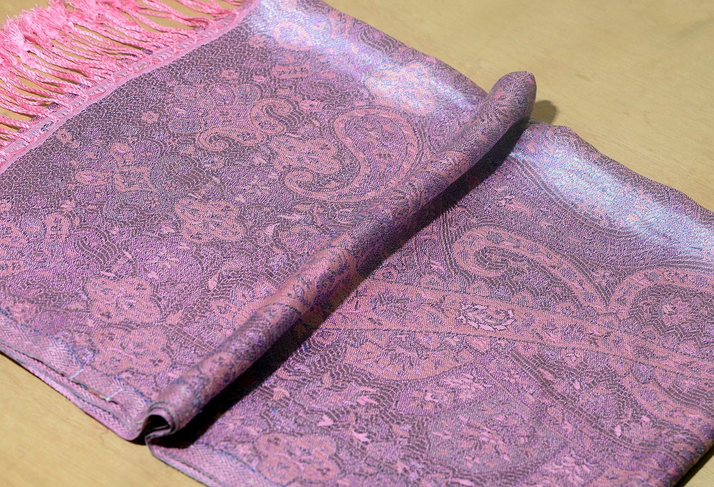 OMVAI Victorian Paisley Pattern Micro Art Silk Stole - Viola Purple Pink