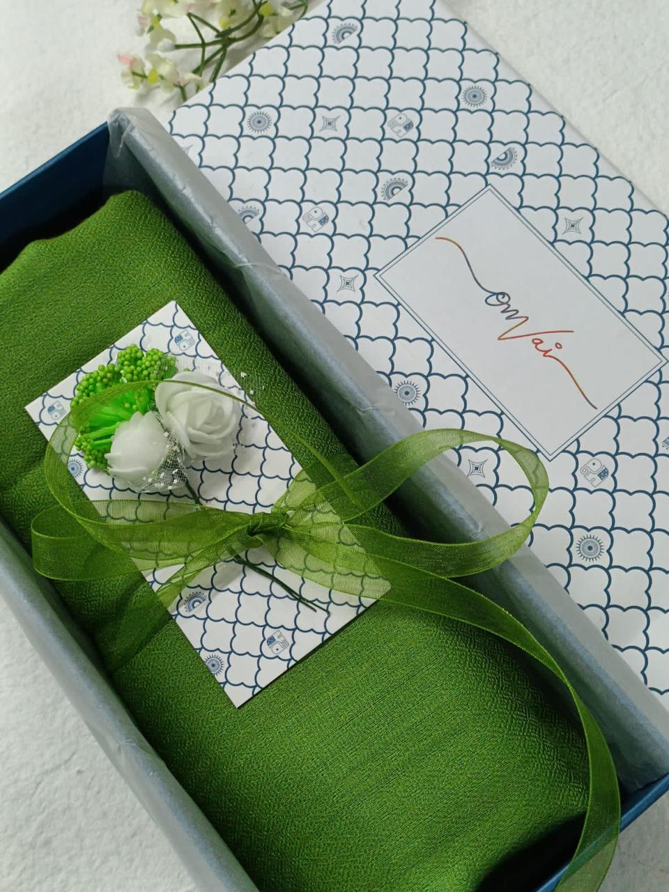 FERN GREEN Solid Pashmina Stole | OMVAI